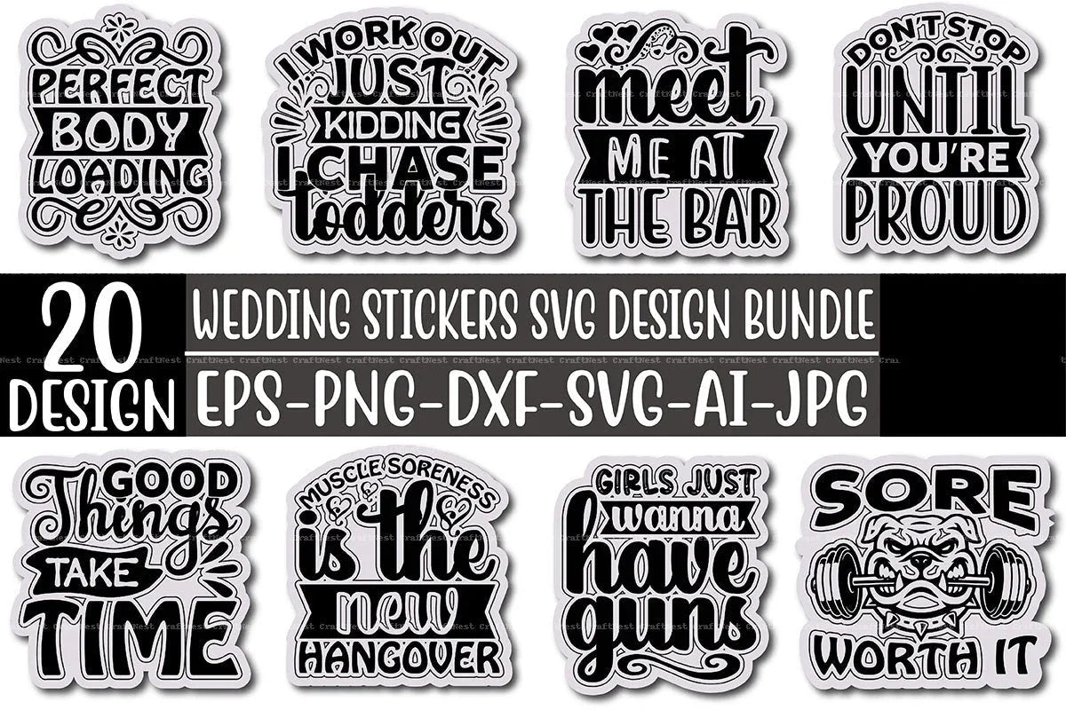 Wedding Stickers Design SVG Bundle