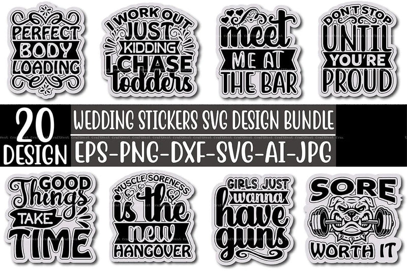 Wedding Stickers Design SVG Bundle - CraftNest - Digital Crafting and Art