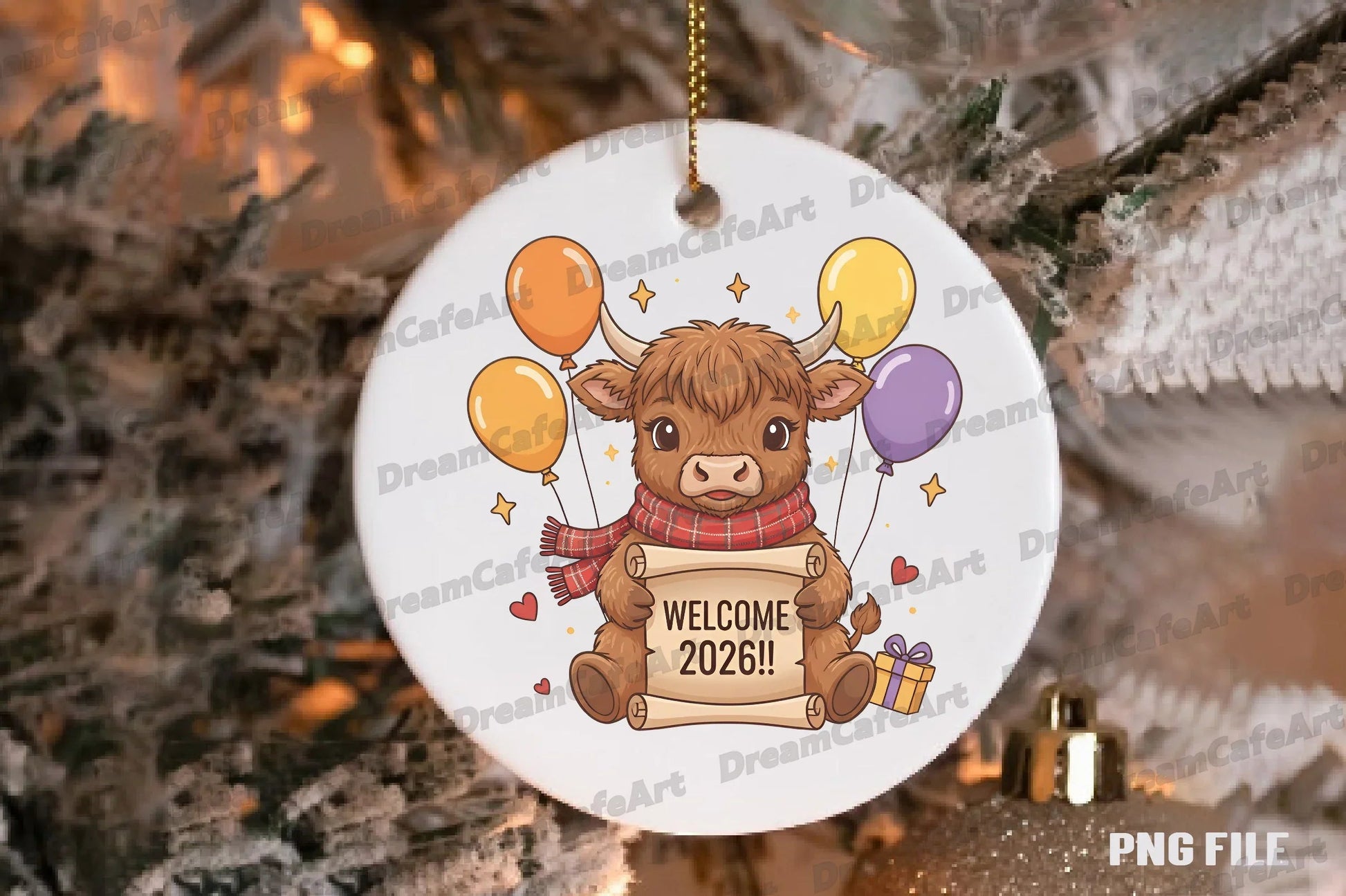 Welcome 2026 Highland Cow Clipart Bundle - CraftNest - Digital Crafting and Art