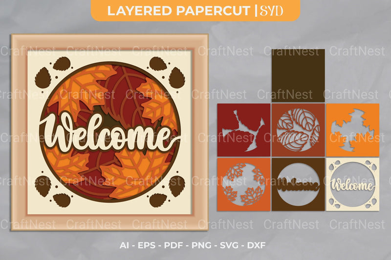 Welcome Autumn Shadow Box SVG Bundle - CraftNest - Digital Crafting and Art
