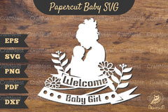 Welcome Baby Girl Papercut Clipart Bundle - CraftNest - Digital Crafting and Art