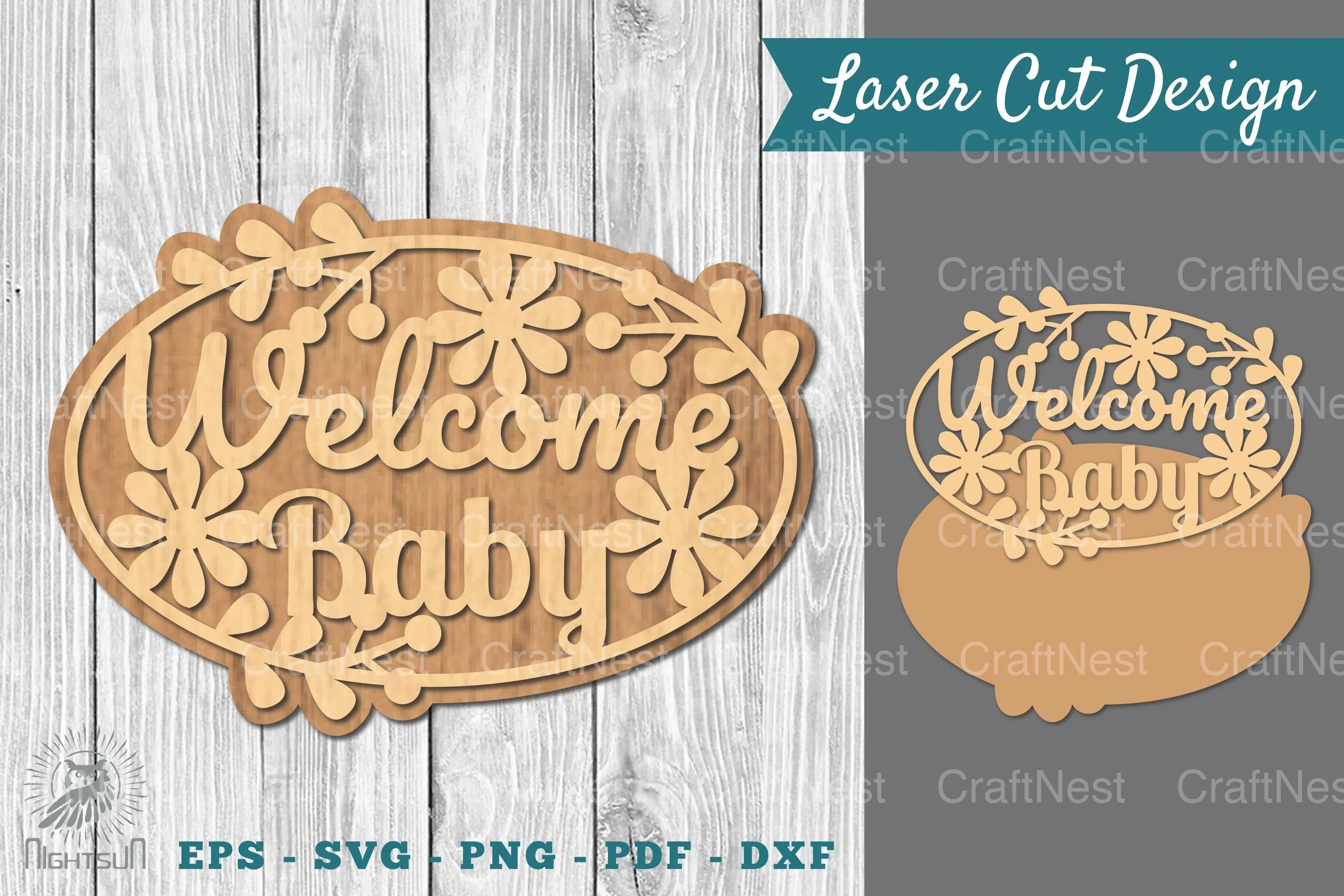 Welcome Baby Laser Cut Sign Clipart Bundle - CraftNest - Digital Crafting and Art
