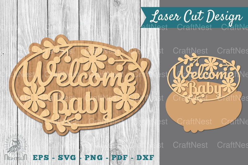 Welcome Baby Laser Cut Sign Clipart Bundle - CraftNest - Digital Crafting and Art