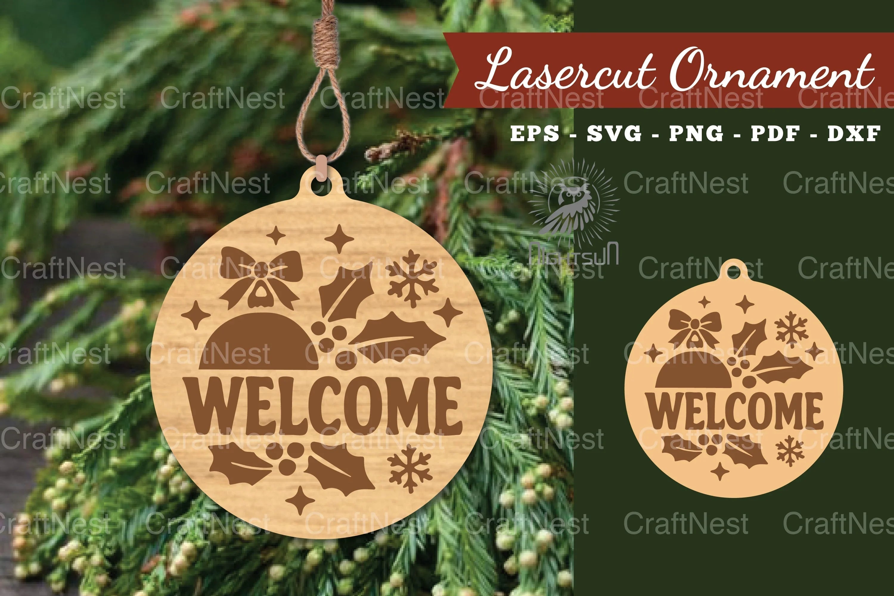 Welcome Christmas Lasercut Ornament Clipart - CraftNest - Digital Crafting and Art