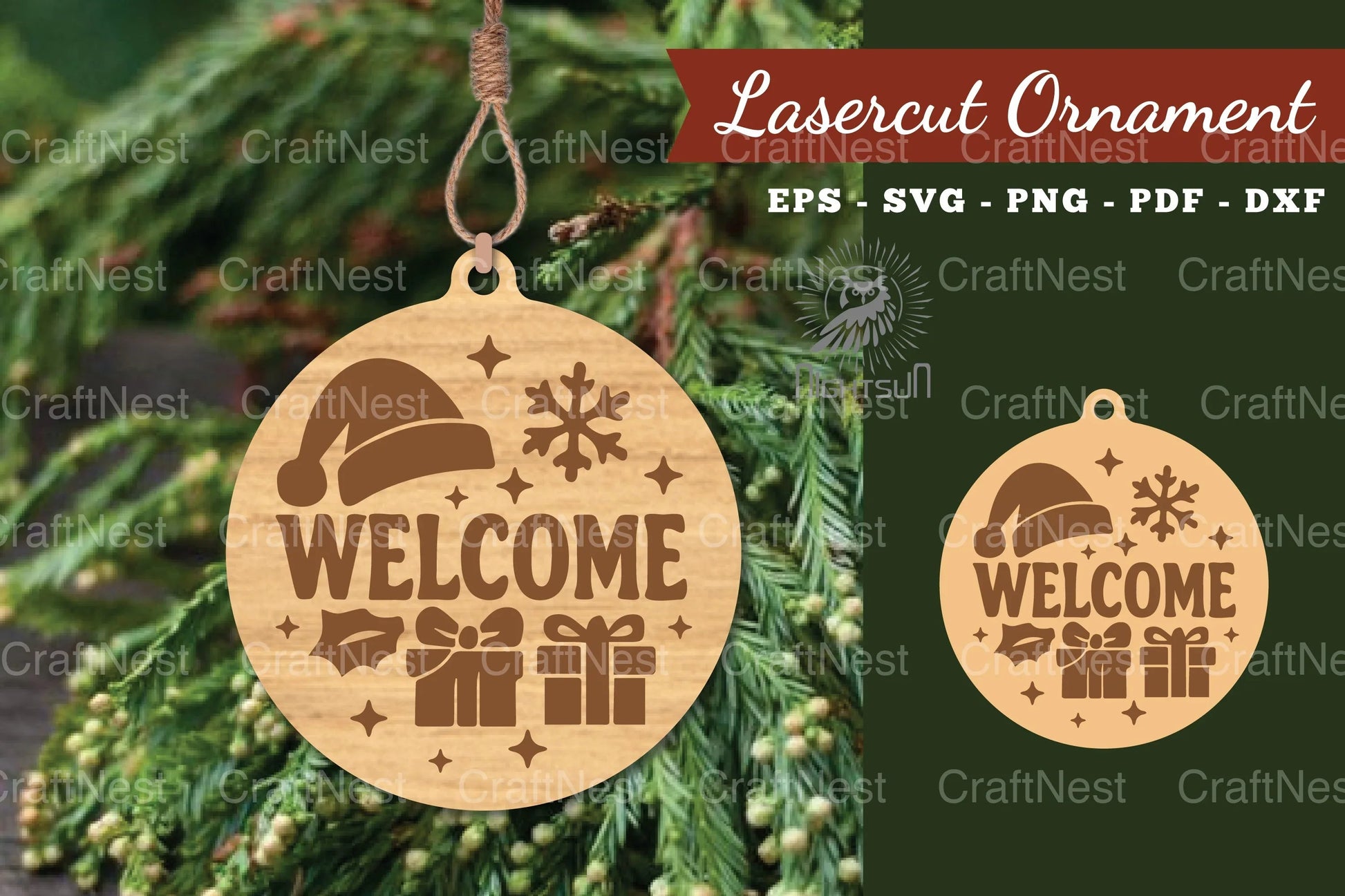 Welcome Christmas Laser Cut Ornament Clipart Bundle - CraftNest - Digital Crafting and Art