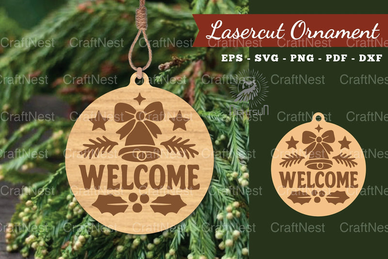 Welcome Christmas Laser Cut Ornament Clipart - CraftNest - Digital Crafting and Art