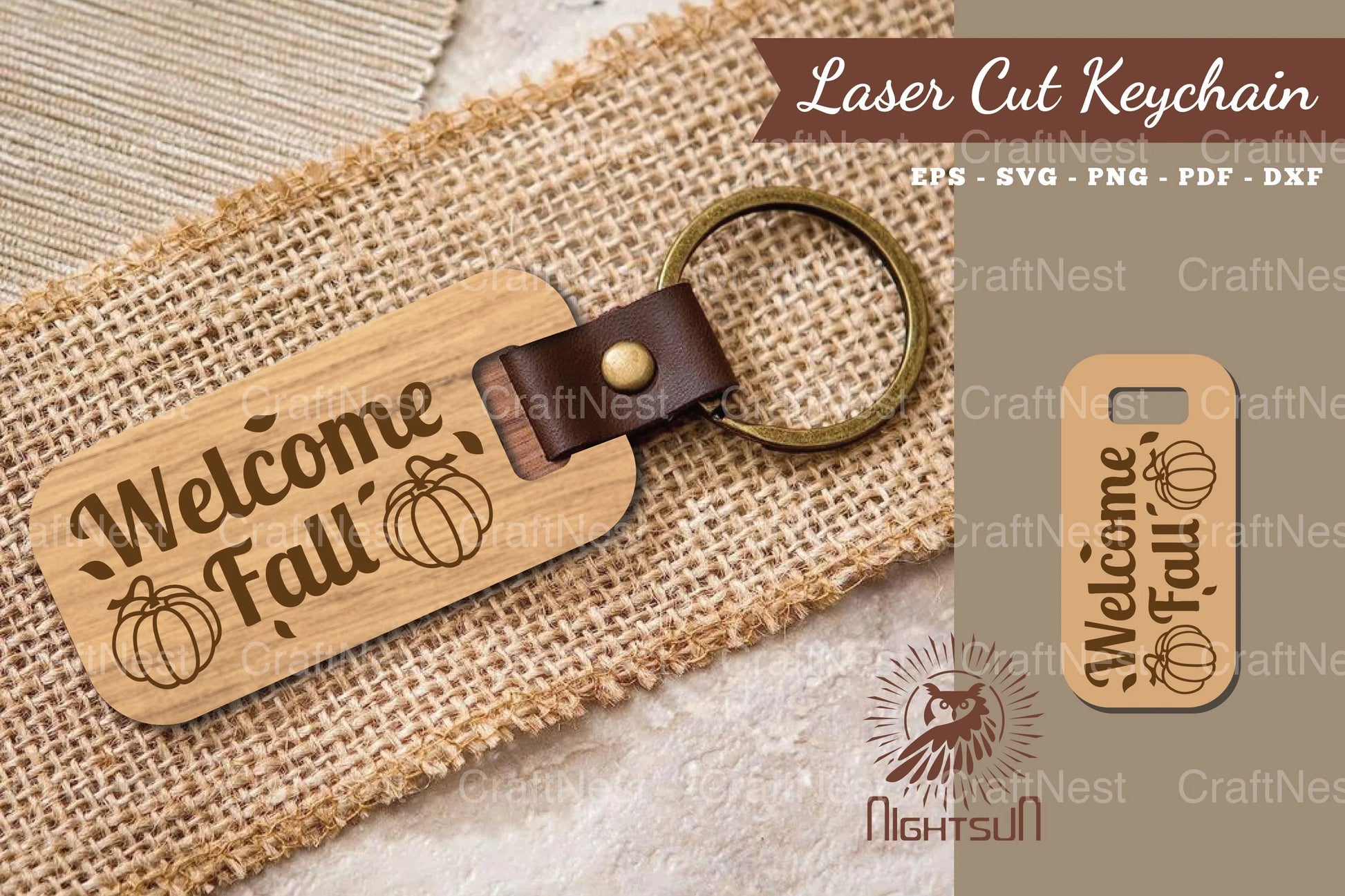 Welcome Fall Laser Cut Keychain Design - CraftNest - Digital Crafting and Art