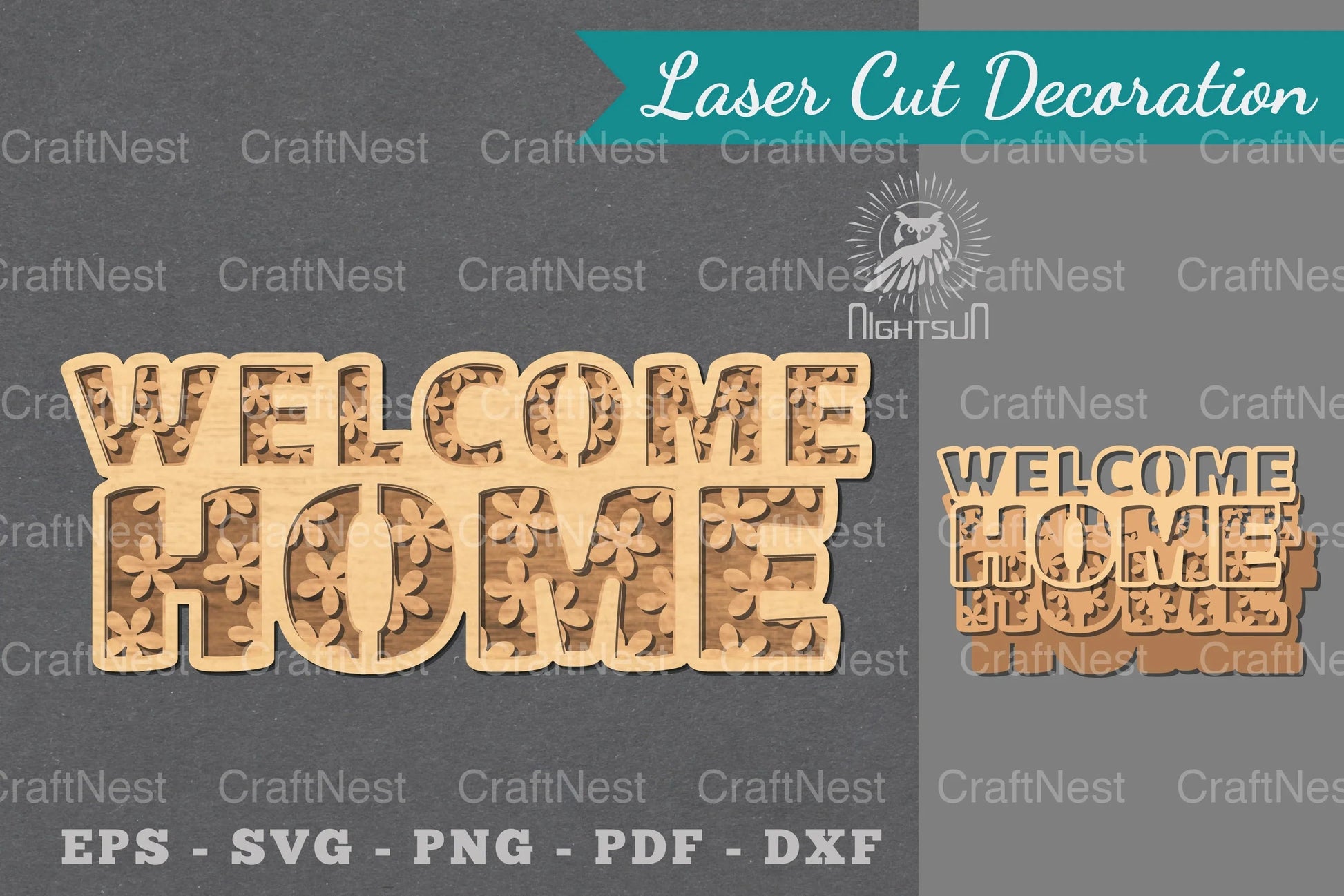 Welcome Home Laser Cut Sign Design Bundle - CraftNest - Digital Crafting and Art