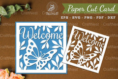 Welcome Papercut Card SVG Design Bundle - CraftNest - Digital Crafting and Art