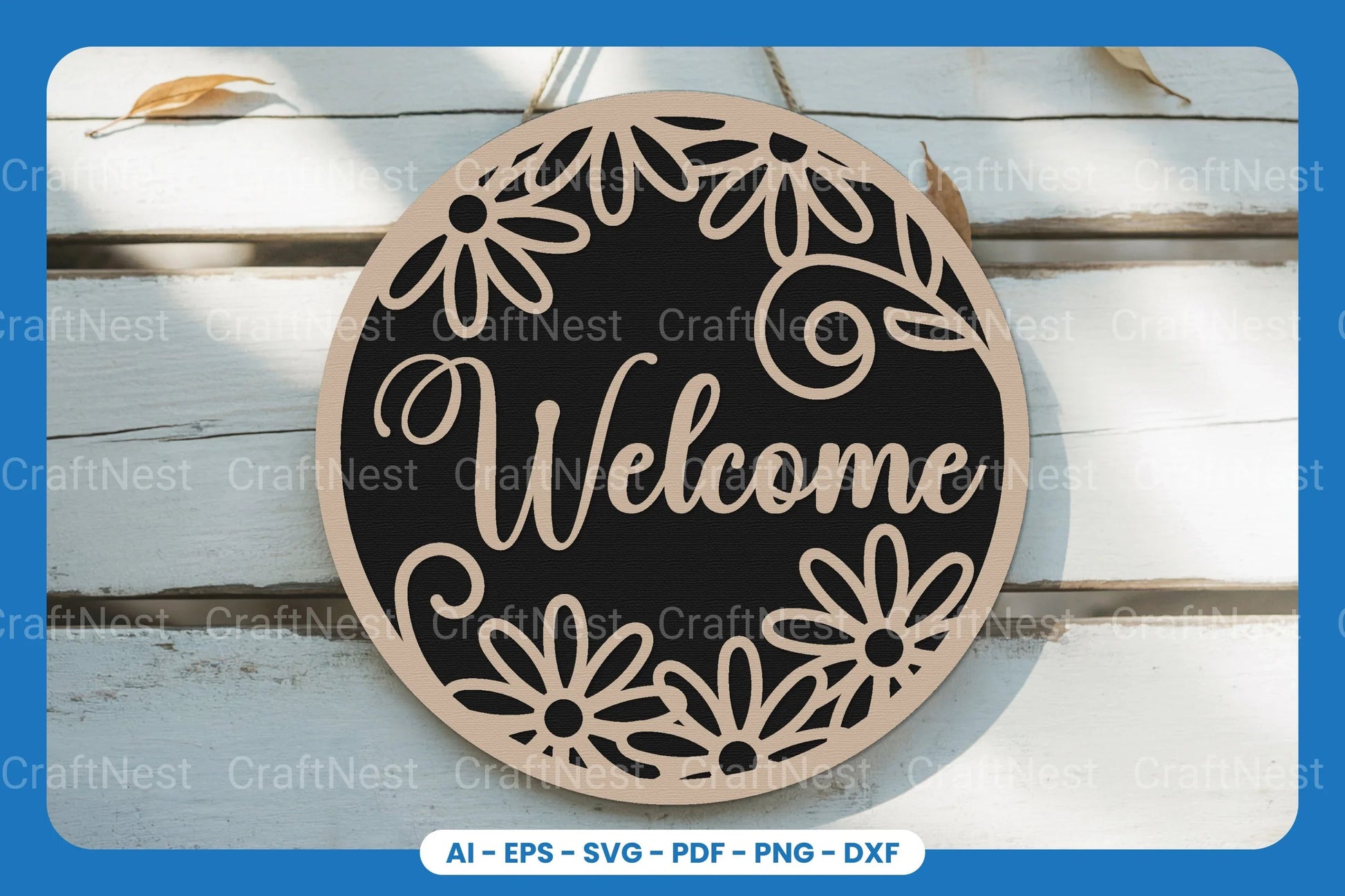 Welcome Round Sign Laser Cut SVG Bundle - CraftNest - Digital Crafting and Art