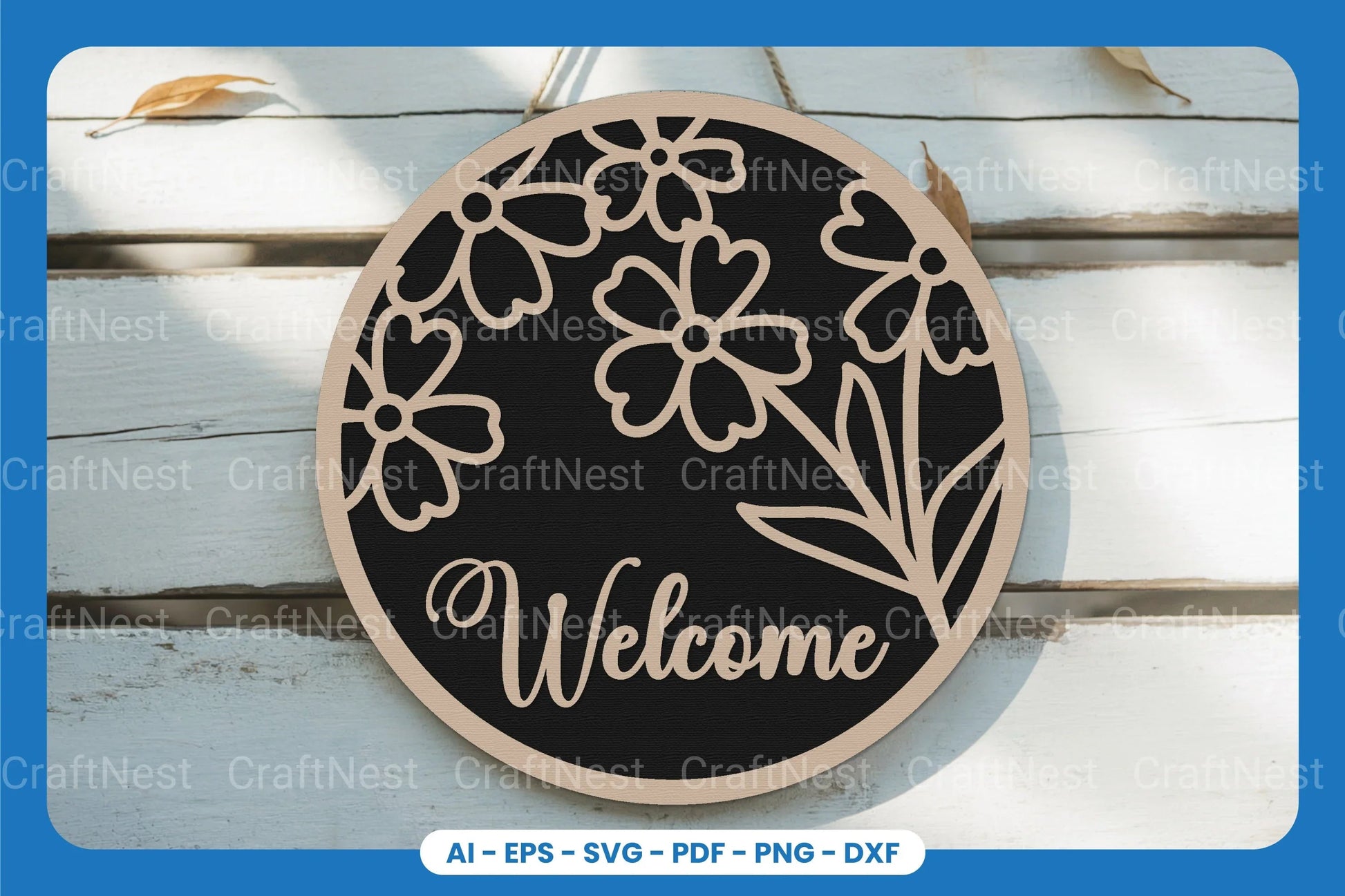 Welcome Round Sign Laser Cut SVG Bundle - CraftNest - Digital Crafting and Art