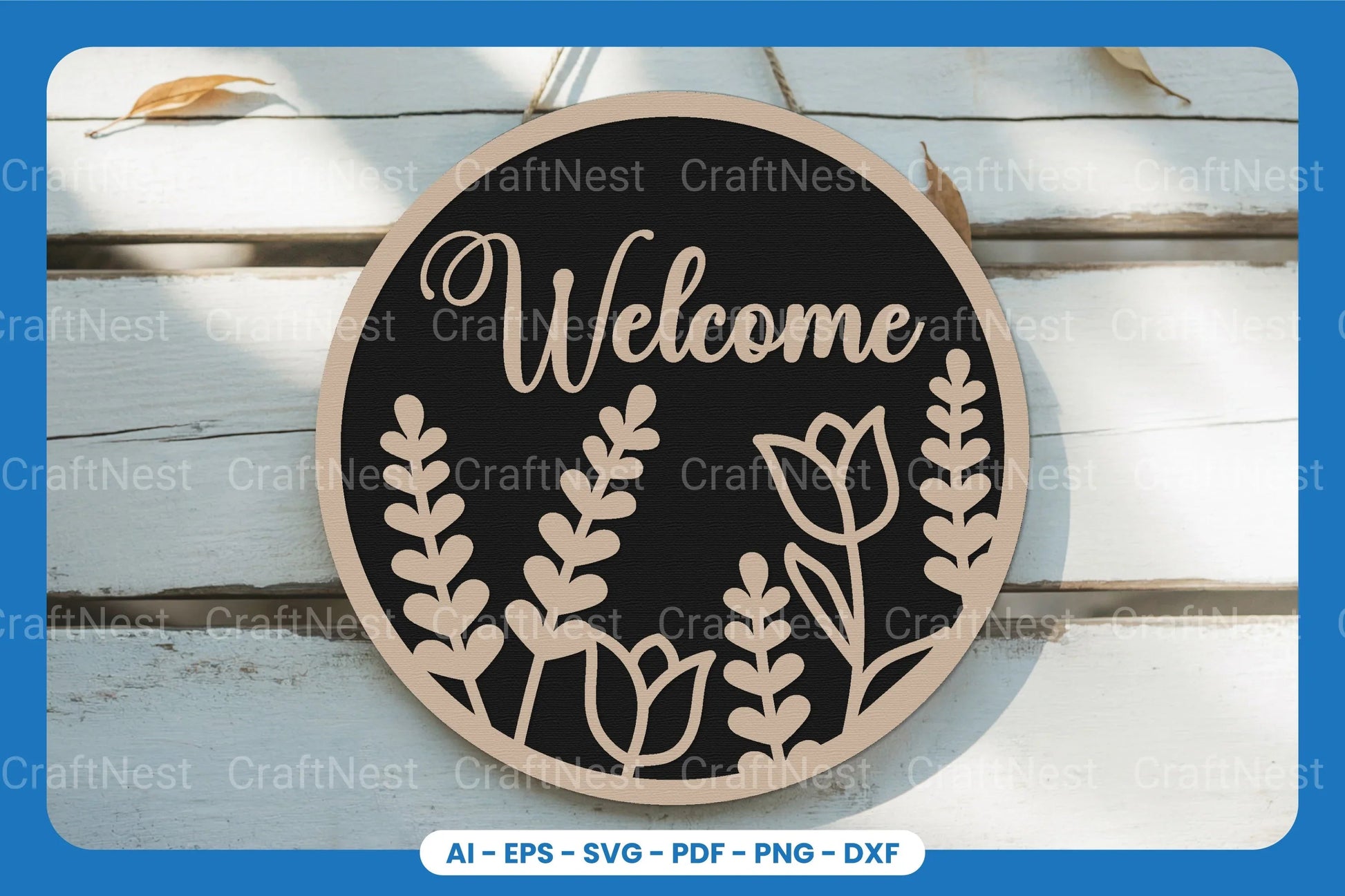 Welcome Round Sign Laser Cut SVG Bundle - CraftNest - Digital Crafting and Art