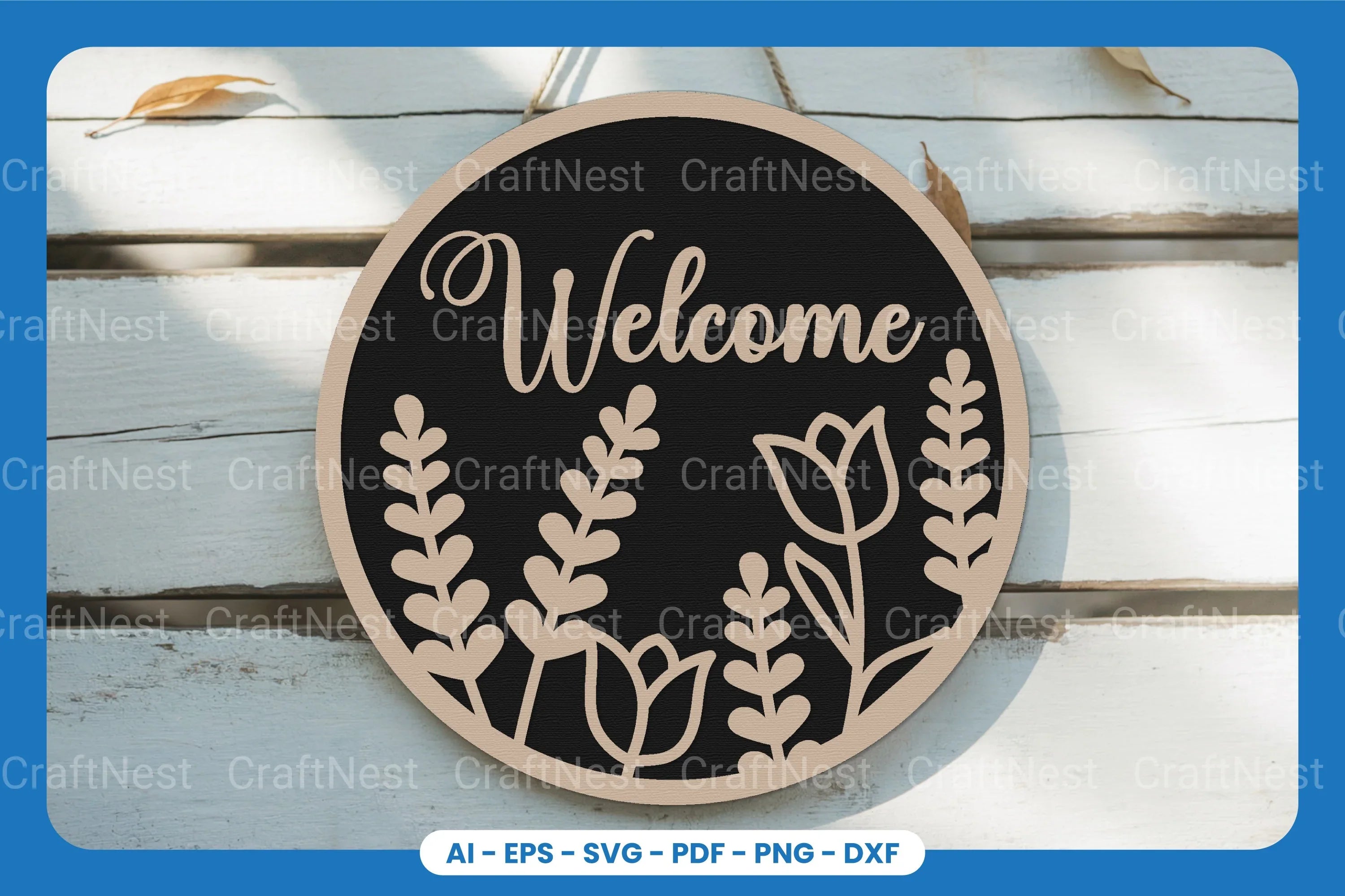 Welcome Round Sign Laser Cut SVG Bundle - CraftNest - Digital Crafting and Art