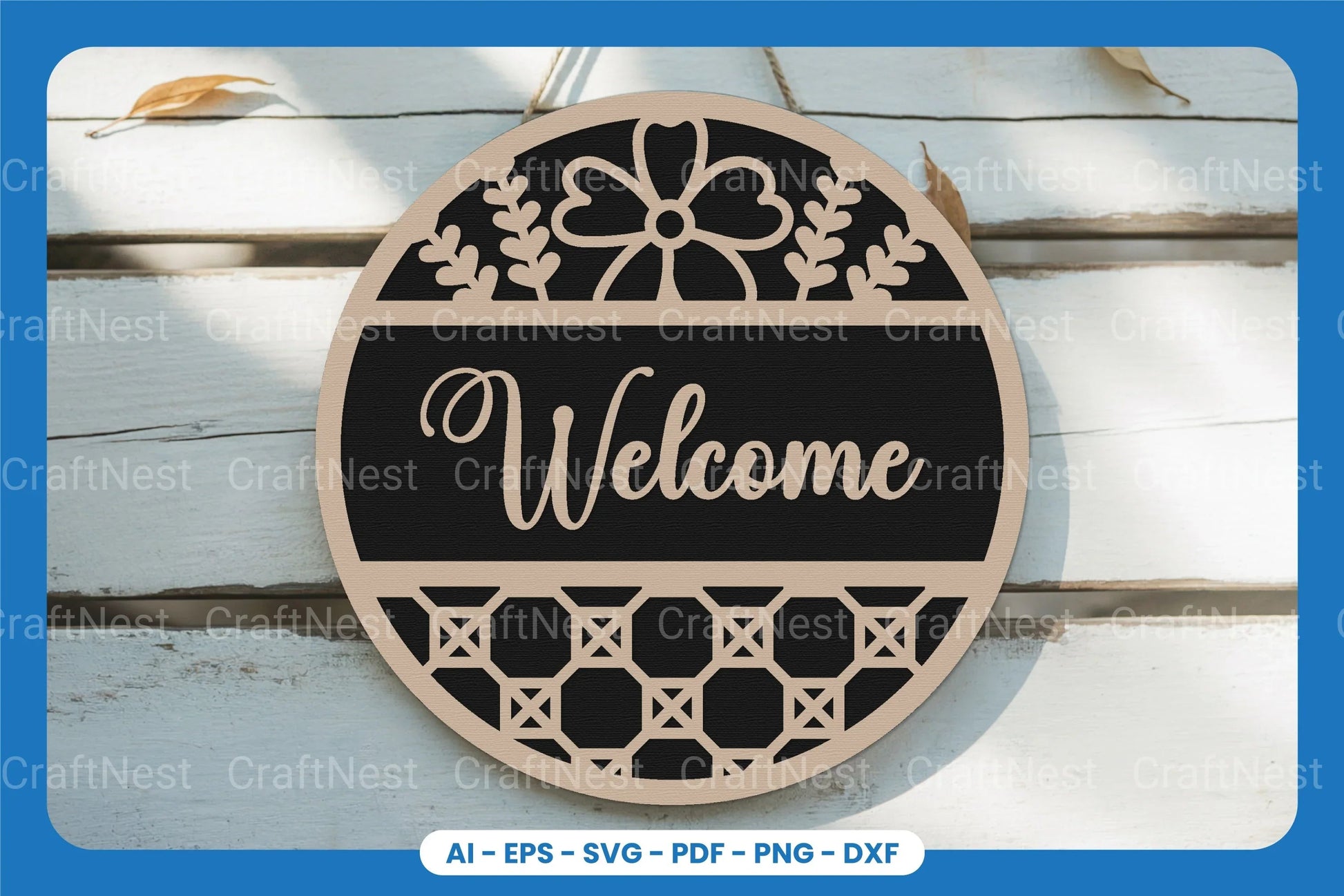 Welcome Round Sign Laser Cut SVG Bundle - CraftNest - Digital Crafting and Art