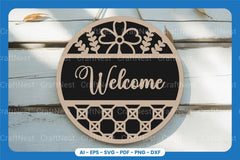 Welcome Round Sign Laser Cut SVG Bundle - CraftNest - Digital Crafting and Art