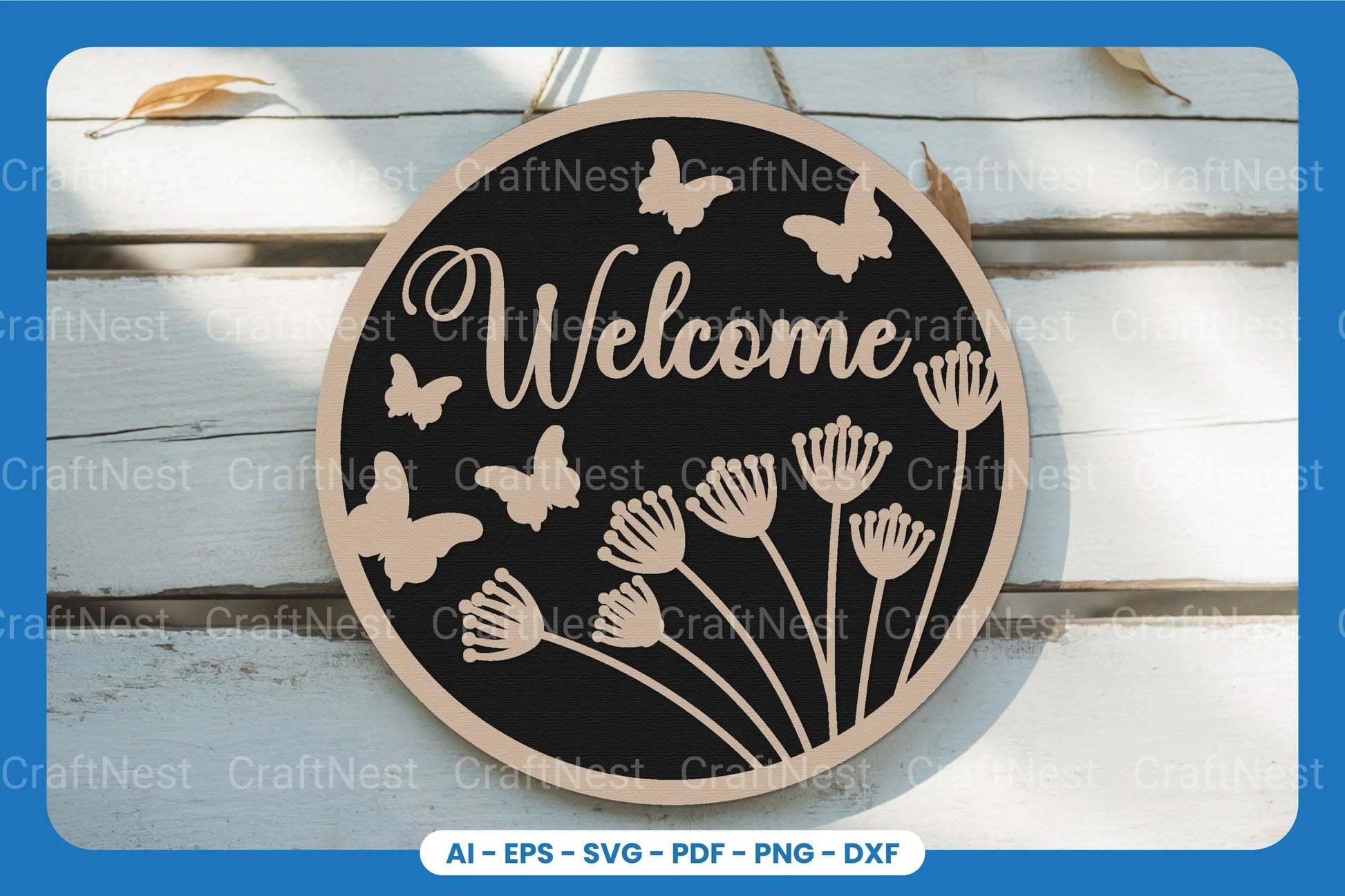 Welcome Round Sign Laser Cut SVG Bundle - CraftNest - Digital Crafting and Art