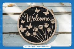 Welcome Round Sign Laser Cut SVG Bundle - CraftNest - Digital Crafting and Art