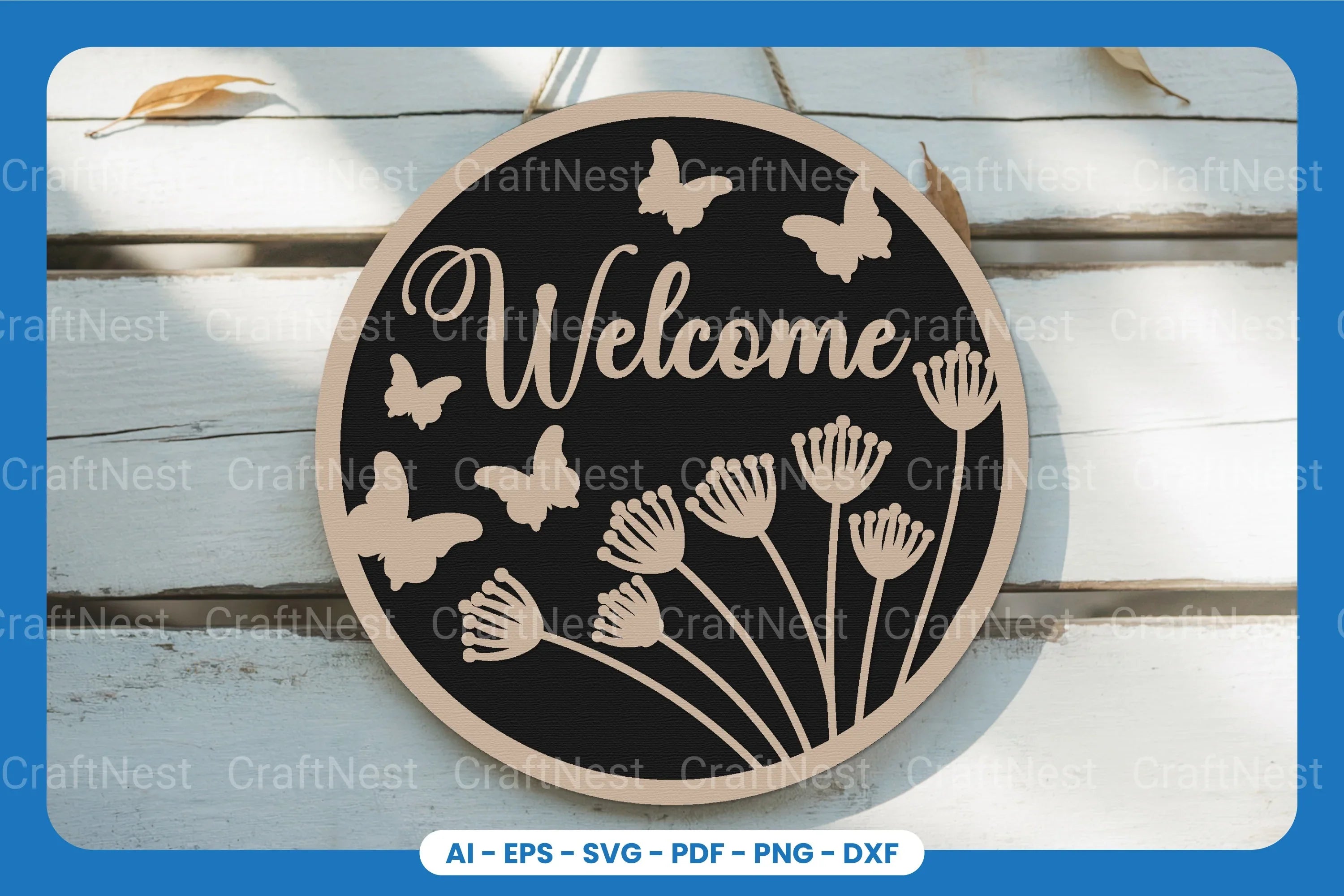 Welcome Round Sign Laser Cut SVG Bundle - CraftNest - Digital Crafting and Art
