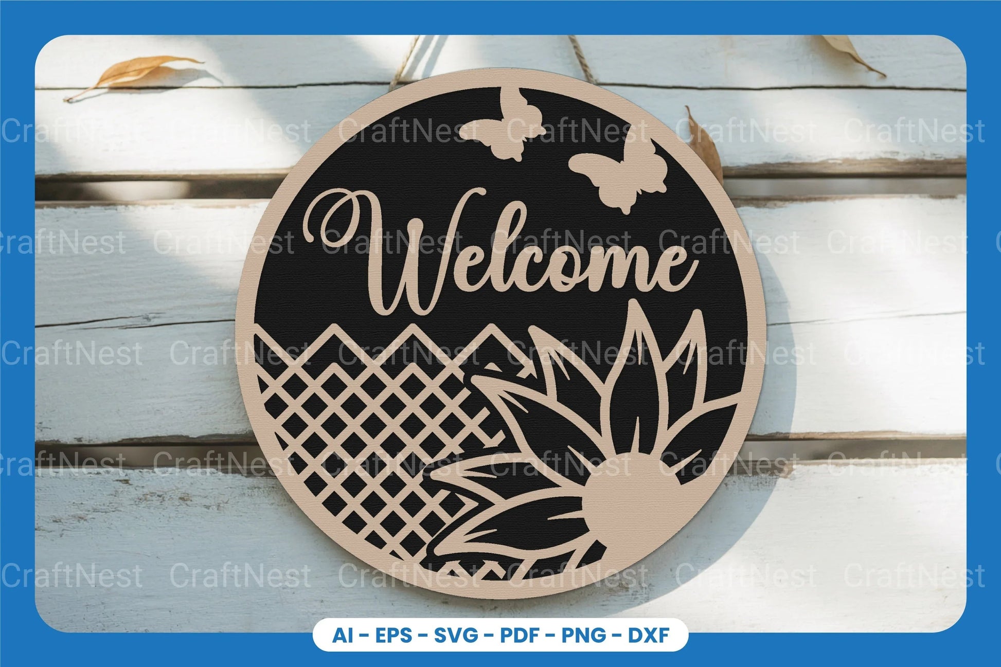 Welcome Round Sign Laser Cut SVG Bundle - CraftNest - Digital Crafting and Art