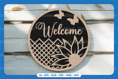 Welcome Round Sign Laser Cut SVG Bundle - CraftNest - Digital Crafting and Art