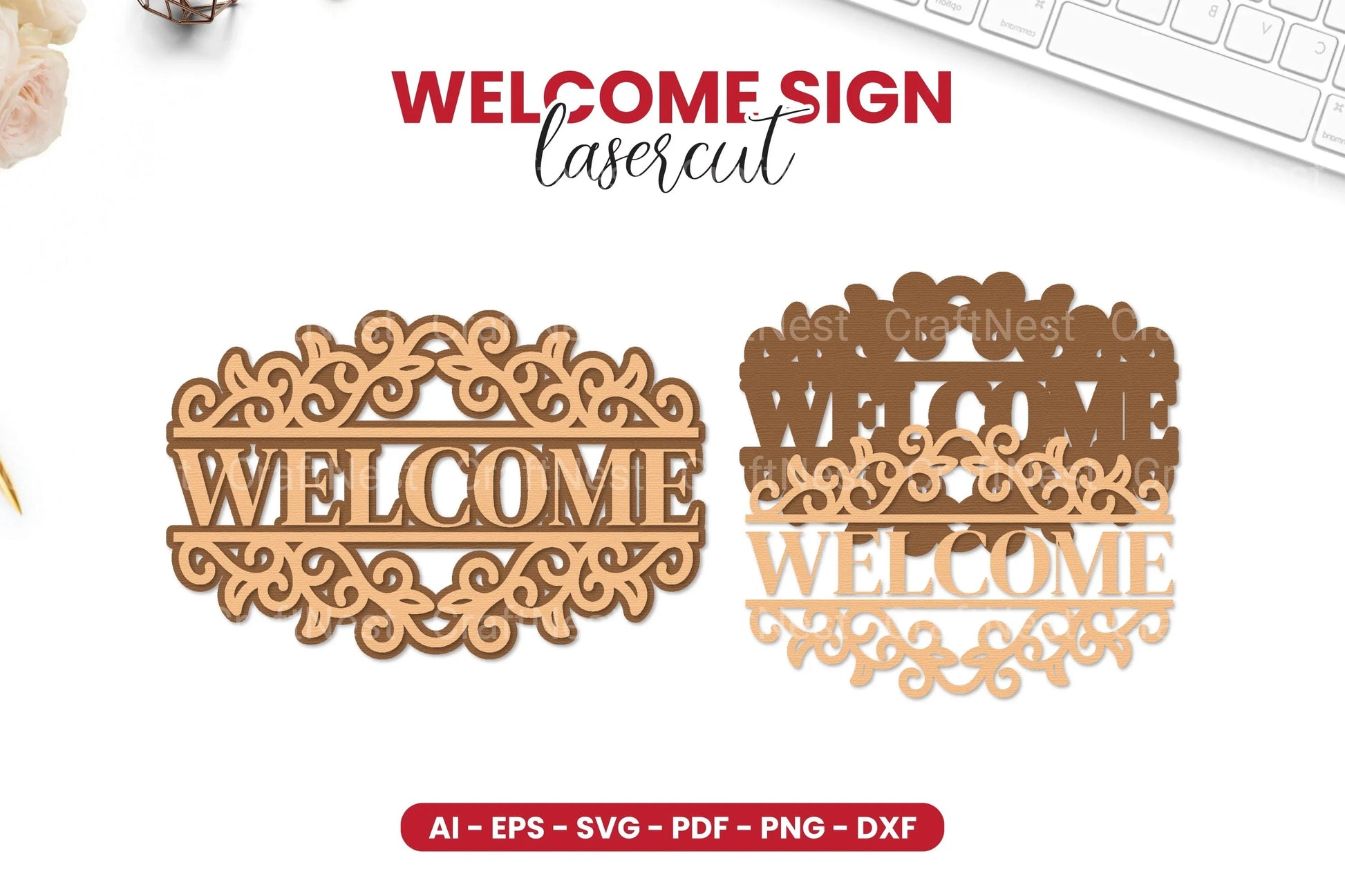Welcome Sign Laser Cut SVG Bundle - CraftNest - Digital Crafting and Art