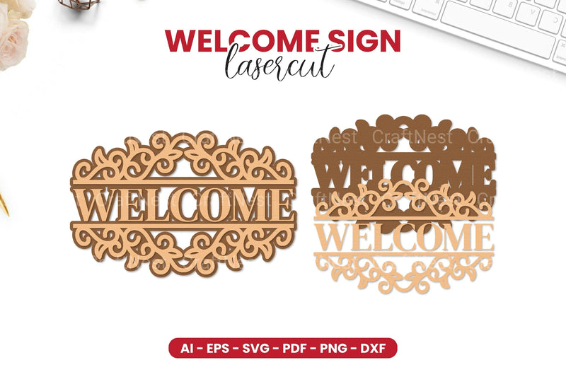 Welcome Sign Laser Cut SVG Bundle - CraftNest - Digital Crafting and Art