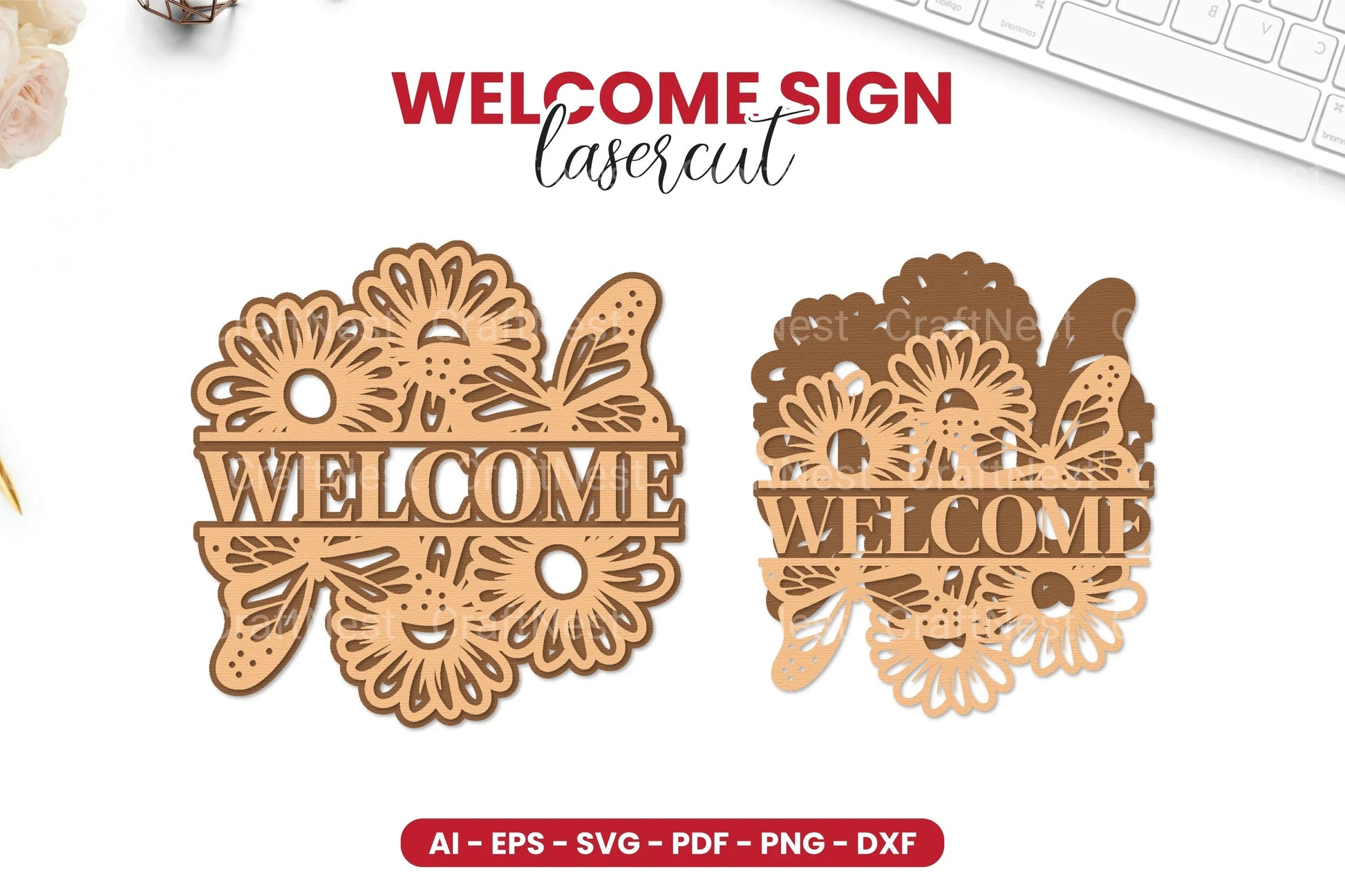 Welcome Sign Laser Cut SVG Bundle - CraftNest - Digital Crafting and Art