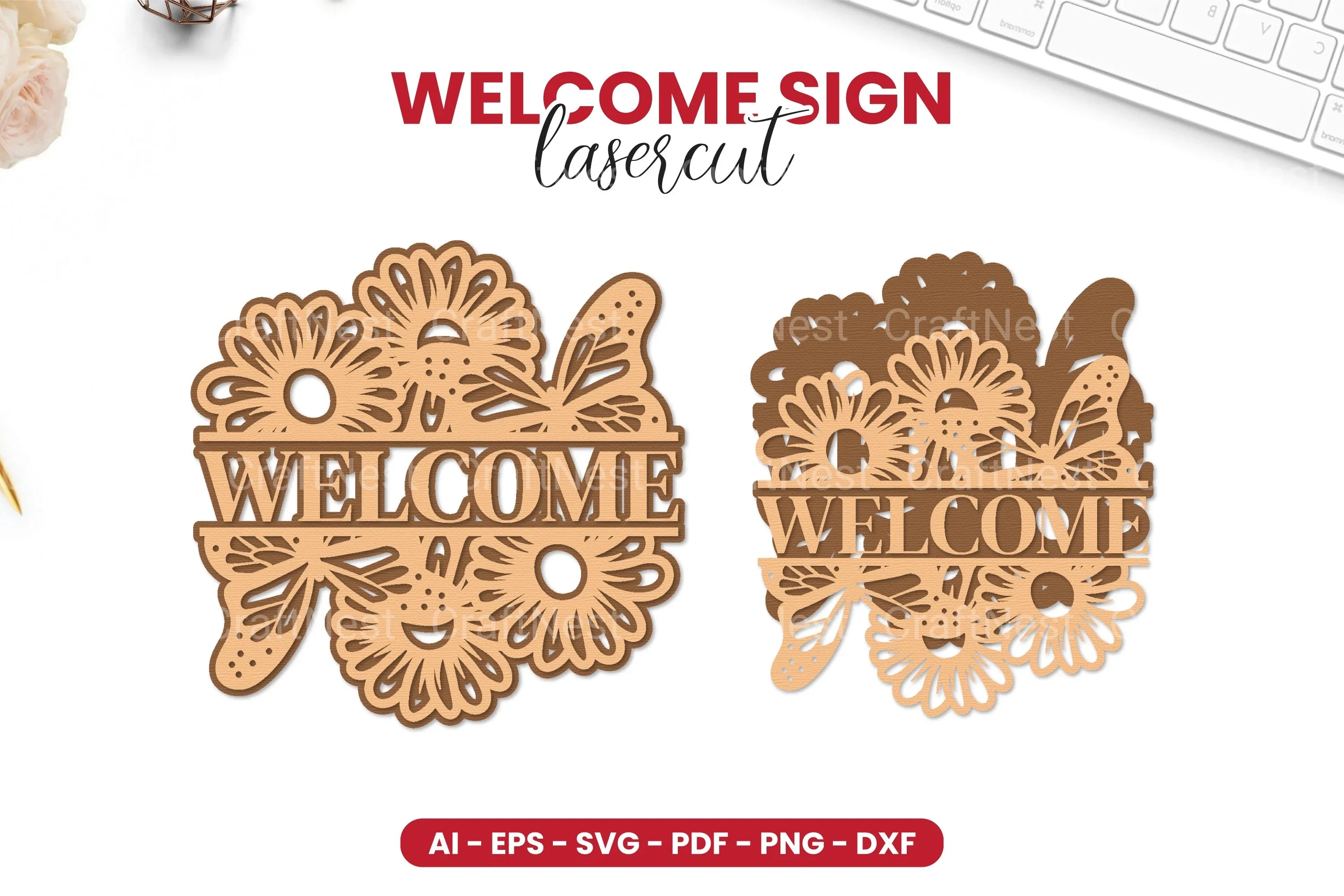 Welcome Sign Laser Cut SVG Bundle - CraftNest - Digital Crafting and Art
