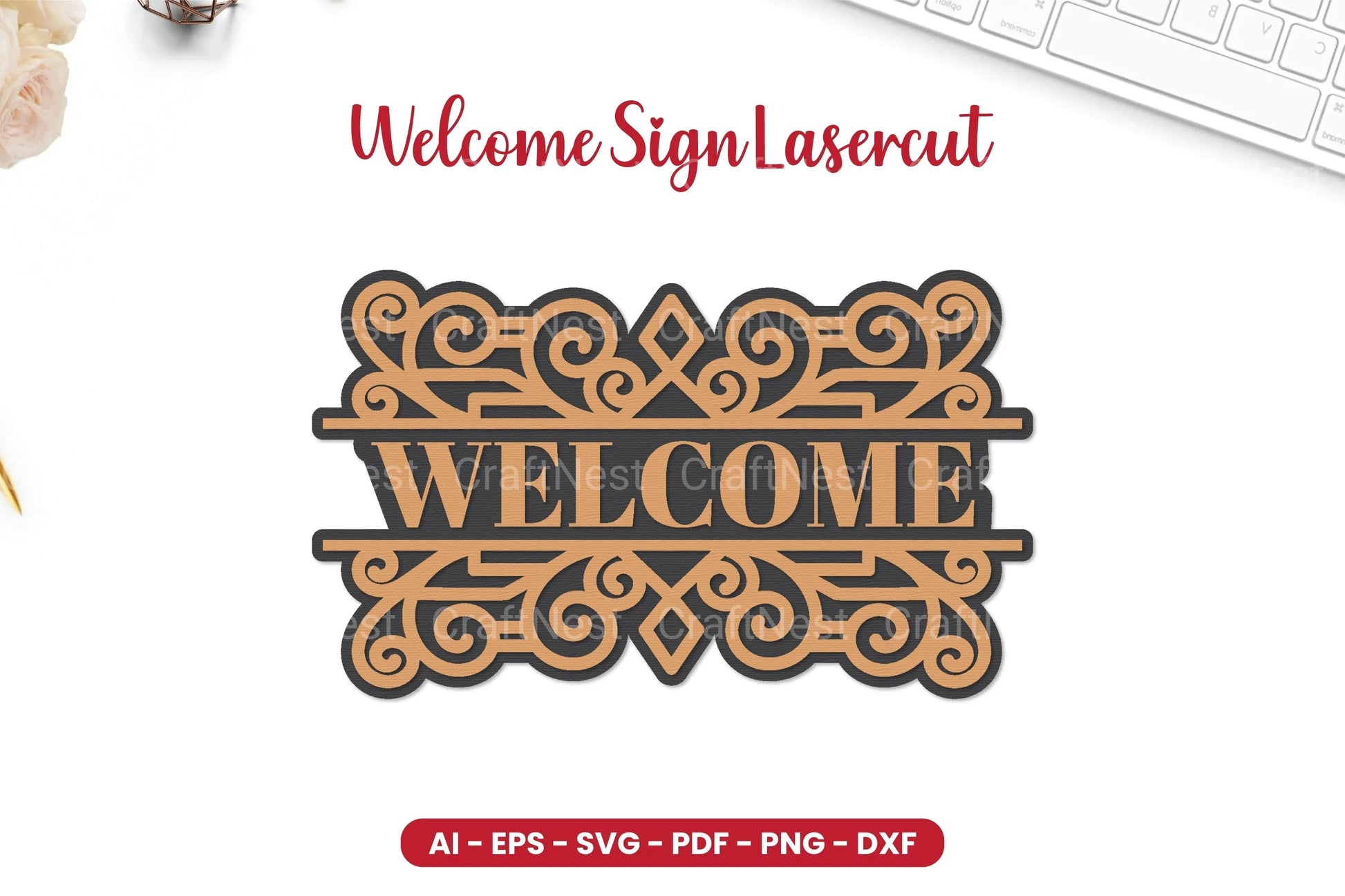 Welcome Sign Laser Cut SVG Bundle Clipart - CraftNest - Digital Crafting and Art