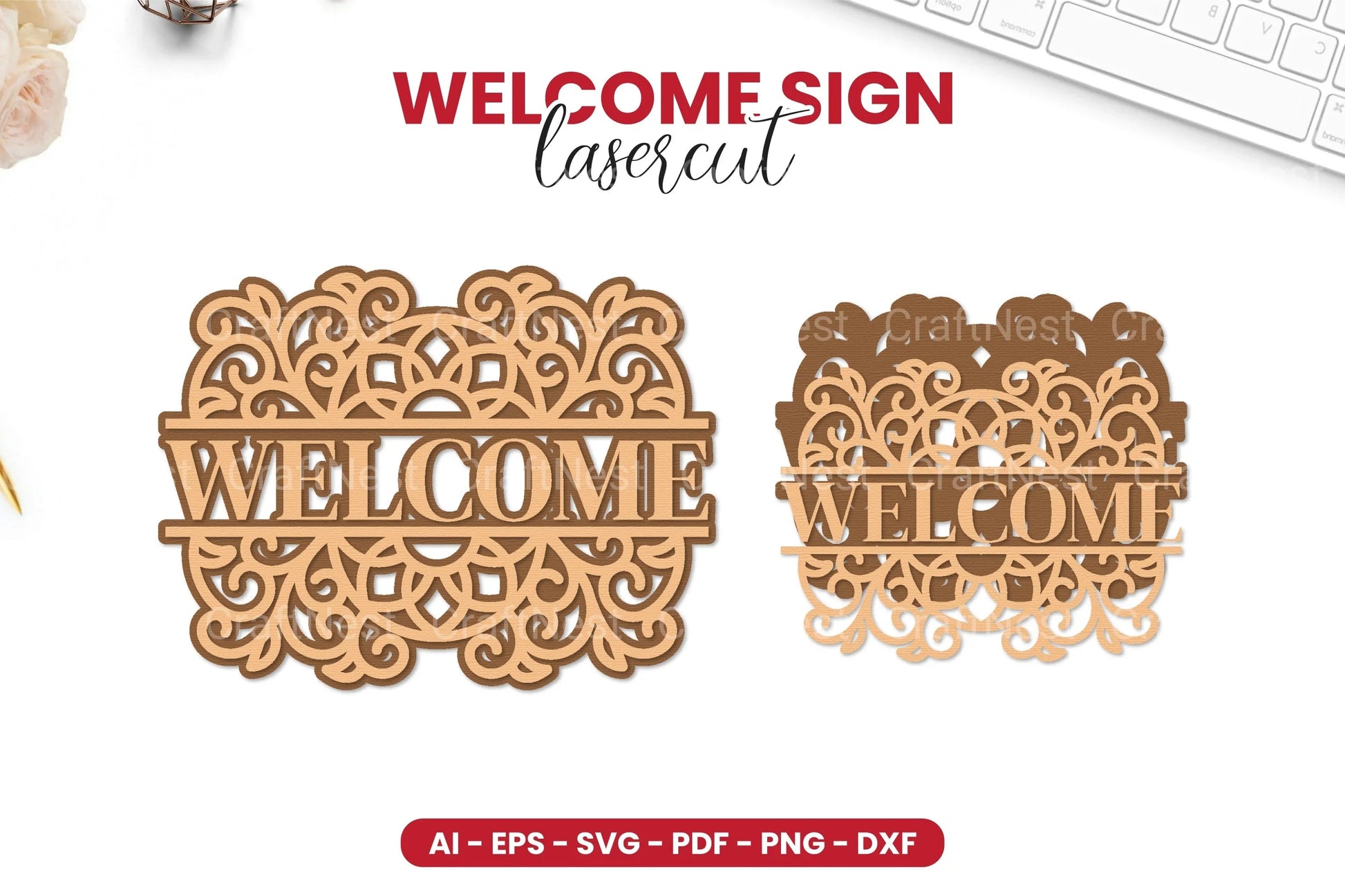 Welcome Sign Laser Cut SVG Bundle - CraftNest - Digital Crafting and Art
