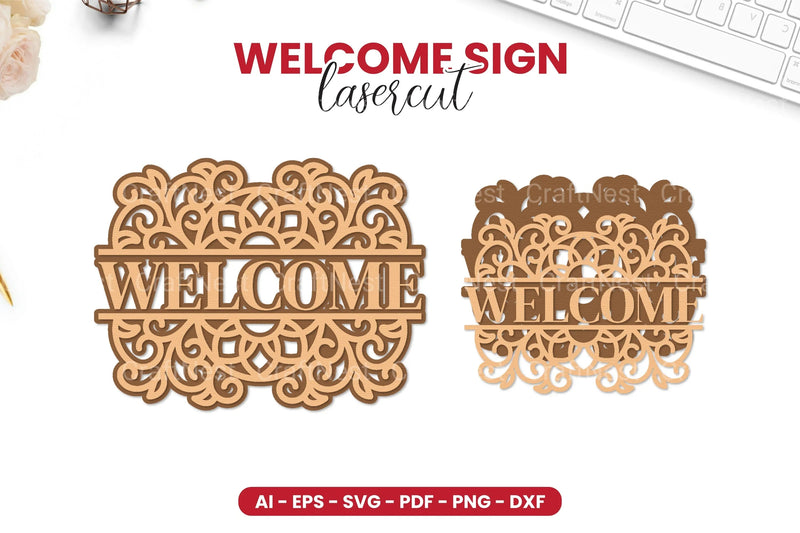 Welcome Sign Laser Cut SVG Bundle - CraftNest - Digital Crafting and Art