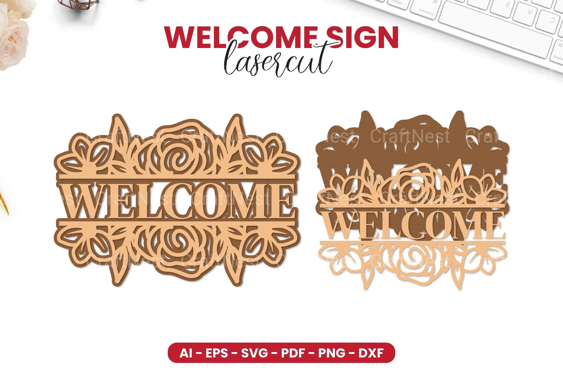 Welcome Sign Laser Cut SVG Bundle - CraftNest - Digital Crafting and Art