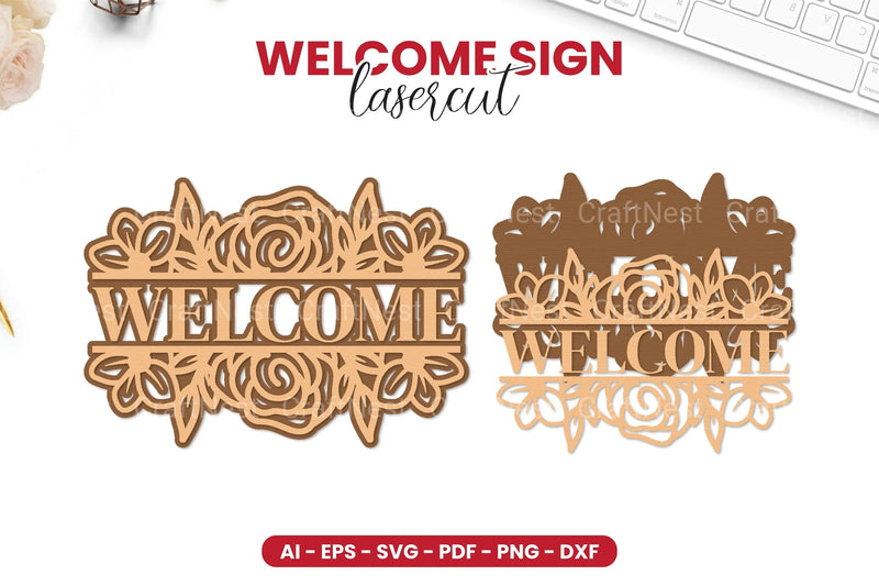 Welcome Sign Laser Cut SVG Bundle - CraftNest - Digital Crafting and Art