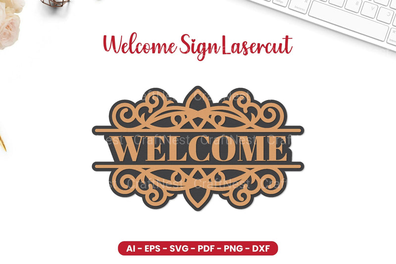 Welcome Sign Laser Cut SVG Bundle - CraftNest - Digital Crafting and Art