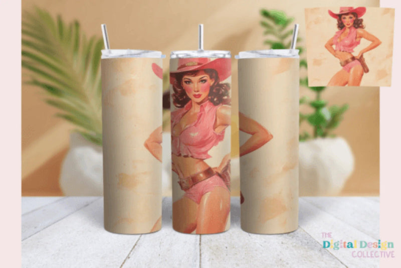 Western Pinup Girl Tumbler Wrap Bundle - CraftNest - Digital Crafting and Art