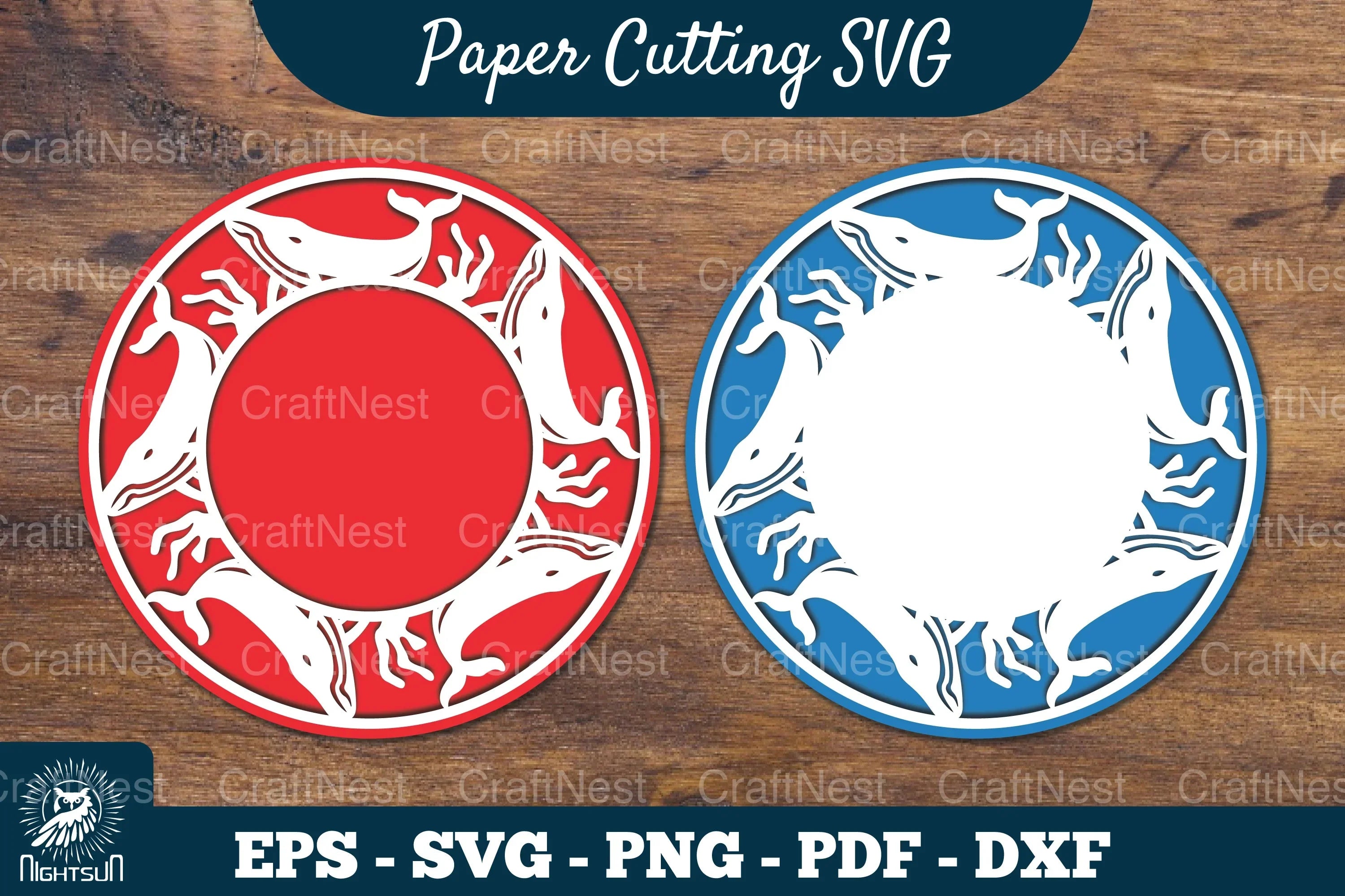 Whale Papercut Circle Clipart Bundle - CraftNest - Digital Crafting and Art