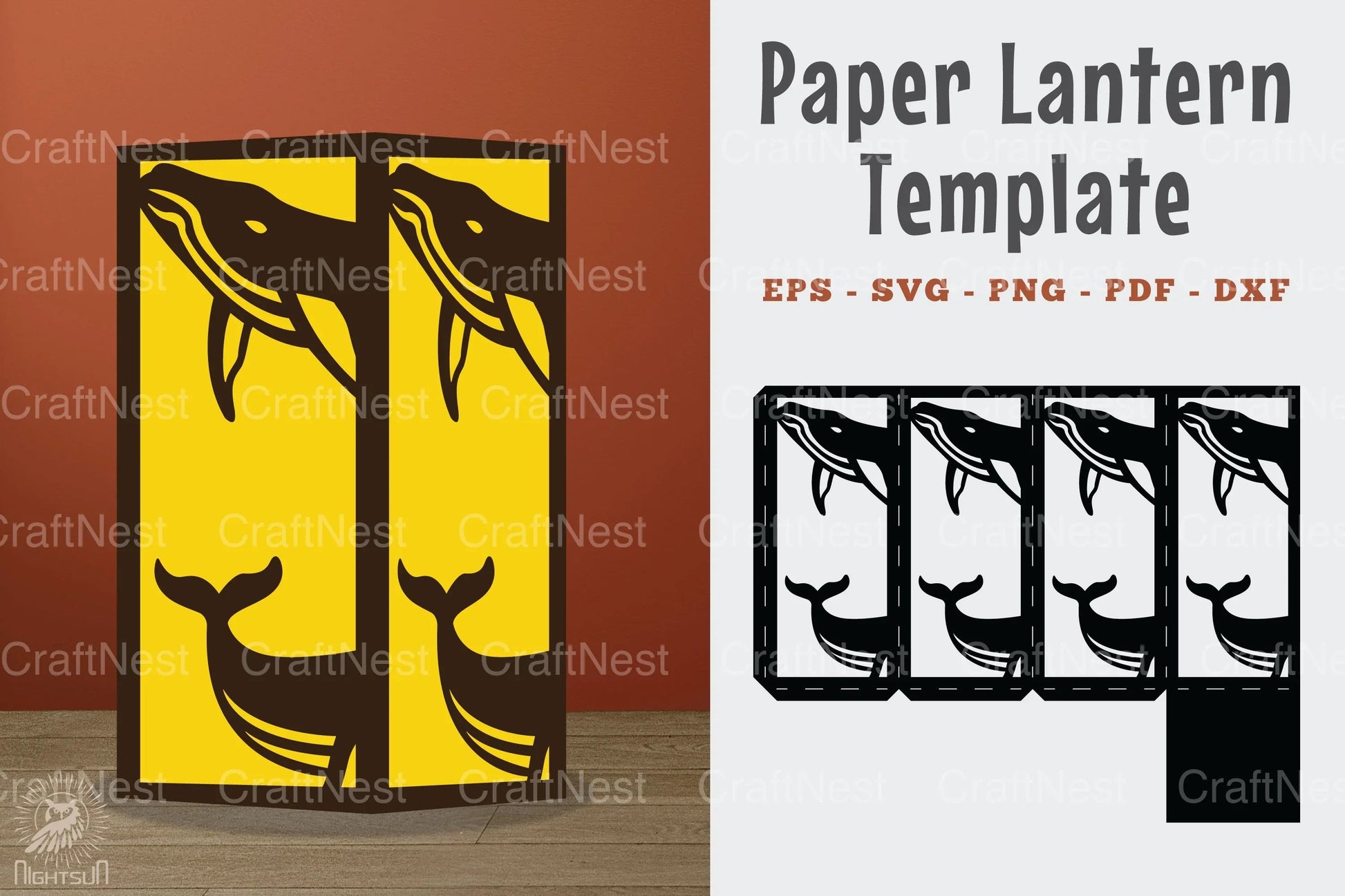 Whale Papercut Lantern Template SVG Bundle - CraftNest - Digital Crafting and Art