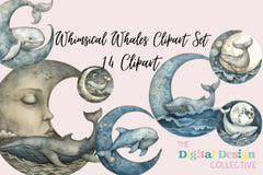 Whimsical Whales Clipart Bundle - CraftNest - Digital Crafting and Art
