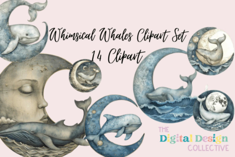 Whimsical Whales Clipart Bundle - CraftNest - Digital Crafting and Art