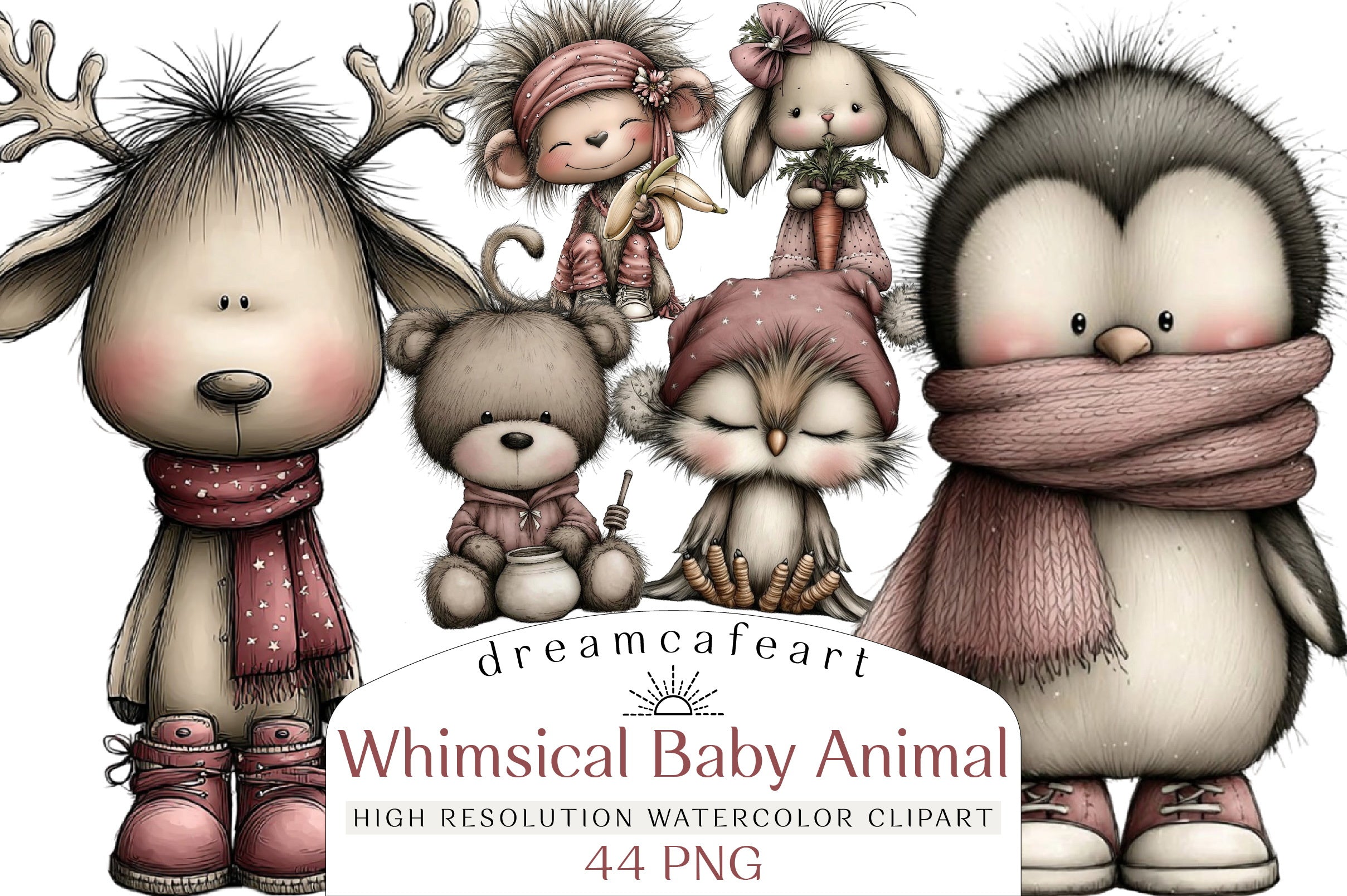 Whimsical Baby Animal Clipart Bundle