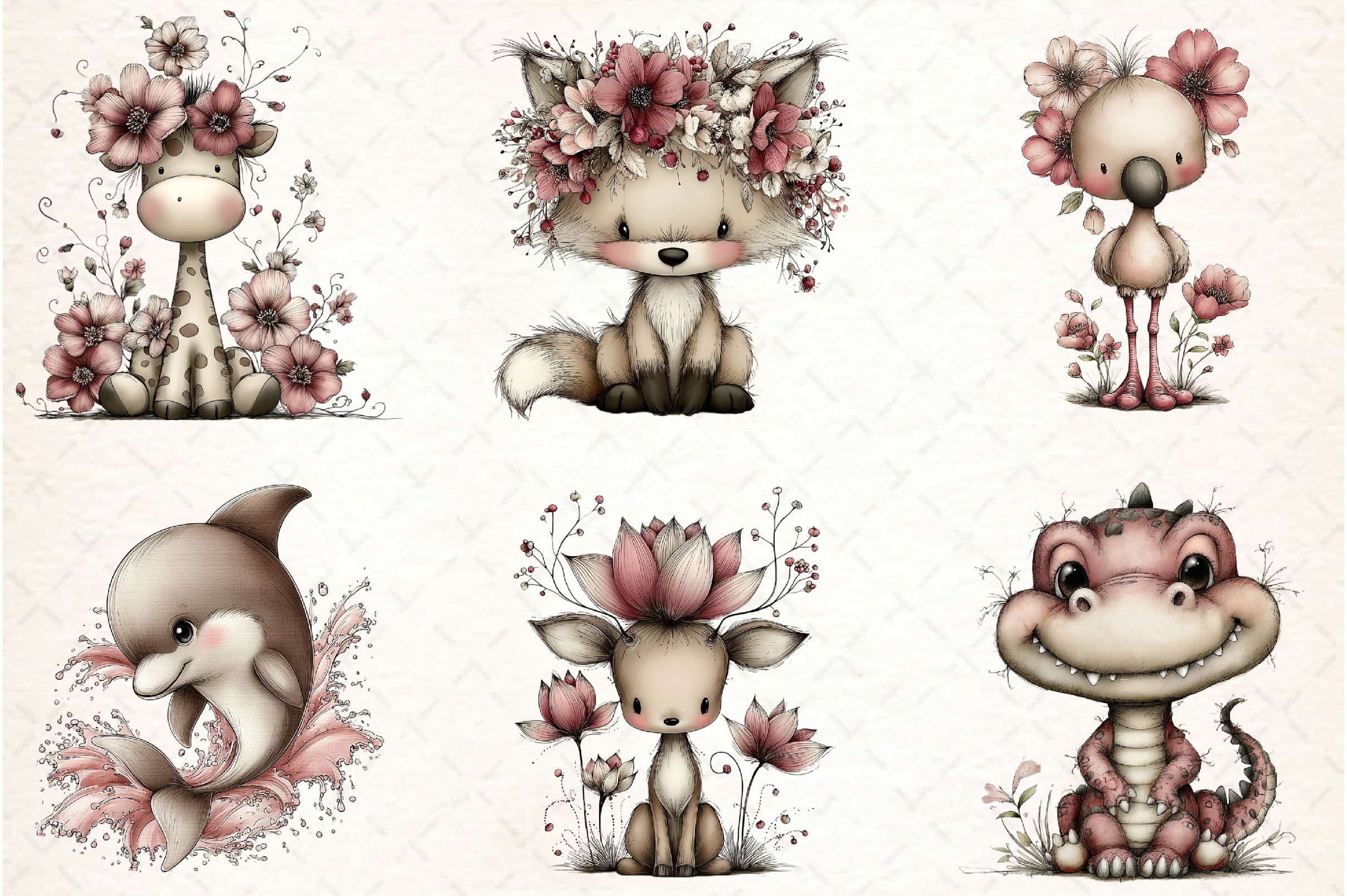 Whimsical Baby Animal Clipart Bundle
