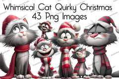 Whimsical Cat Quirky Christmas Clipart Bundle - CraftNest - Digital Crafting and Art