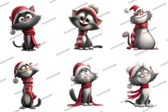 Whimsical Cat Quirky Christmas Clipart Bundle - CraftNest - Digital Crafting and Art