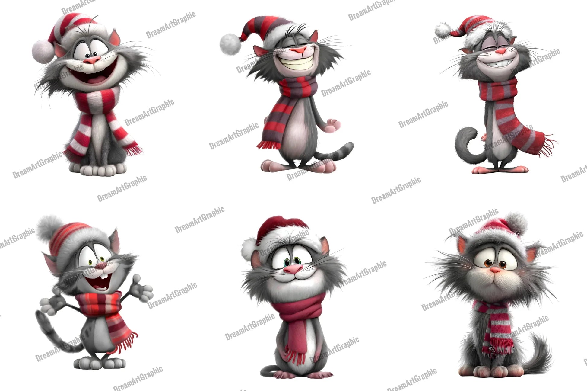 Whimsical Cat Quirky Christmas Clipart Bundle - CraftNest - Digital Crafting and Art