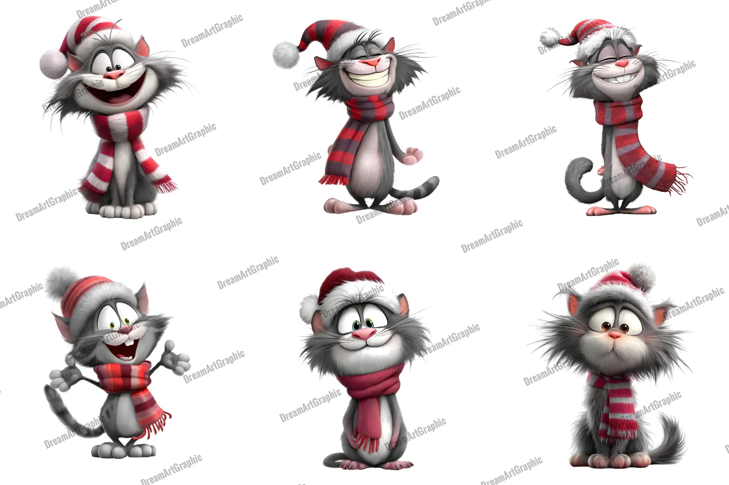 Whimsical Cat Quirky Christmas Clipart Bundle - CraftNest - Digital Crafting and Art