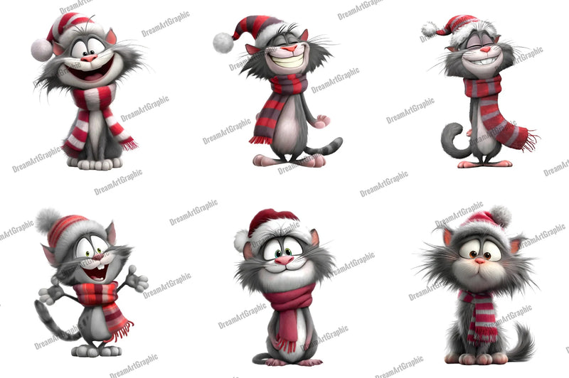 Whimsical Cat Quirky Christmas Clipart Bundle - CraftNest - Digital Crafting and Art