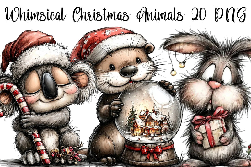 Whimsical Christmas Animals Clipart Bundle - CraftNest - Digital Crafting and Art