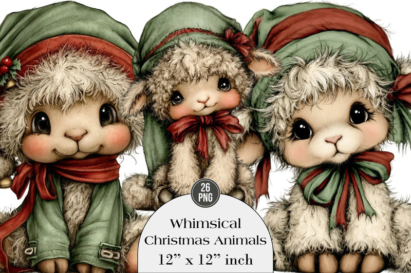 Whimsical Christmas Animals Clipart Bundle - CraftNest - Digital Crafting and Art