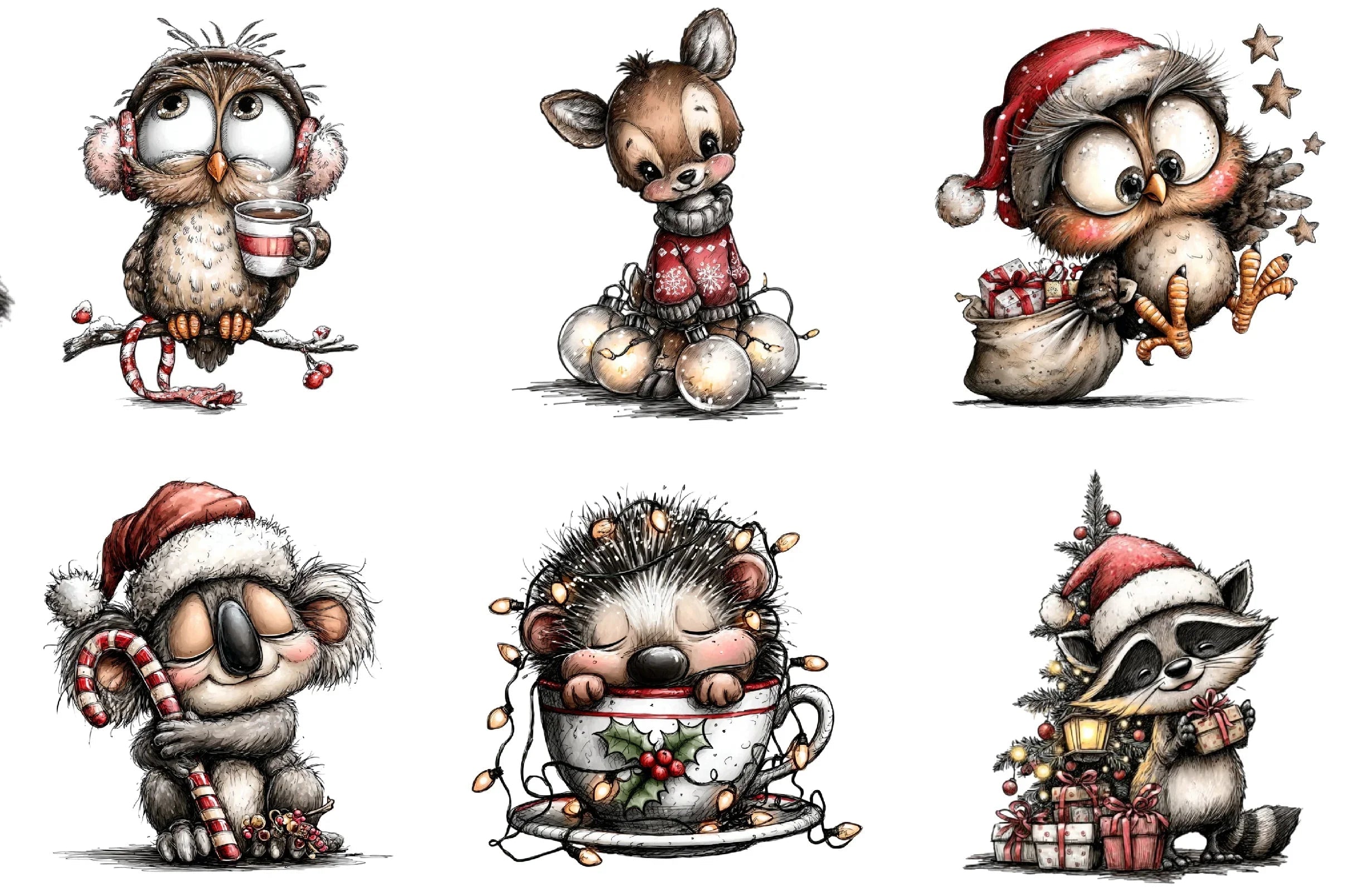 Whimsical Christmas Animals Clipart Bundle - CraftNest - Digital Crafting and Art