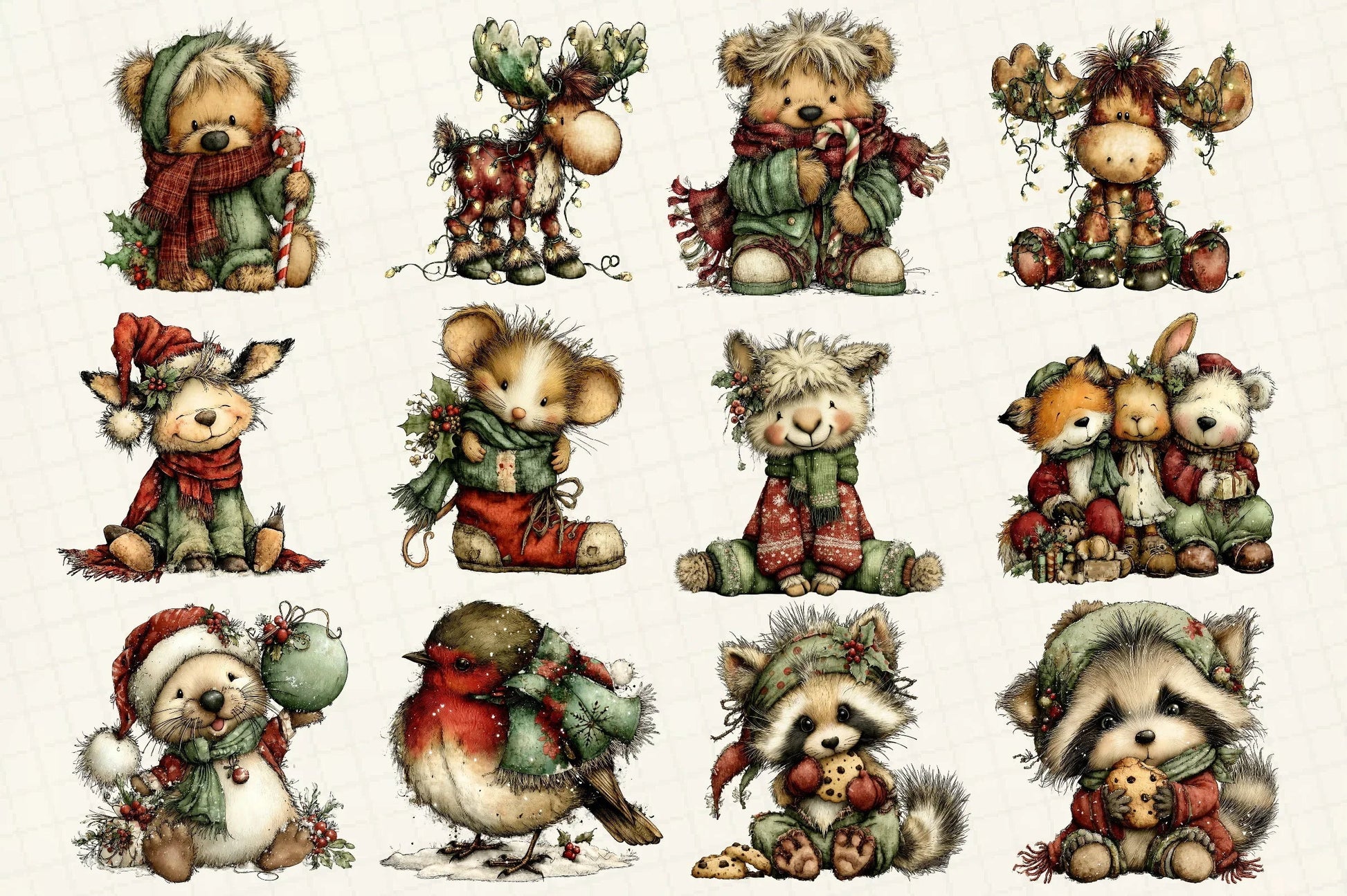 Whimsical Christmas Animals Clipart Bundle - CraftNest - Digital Crafting and Art